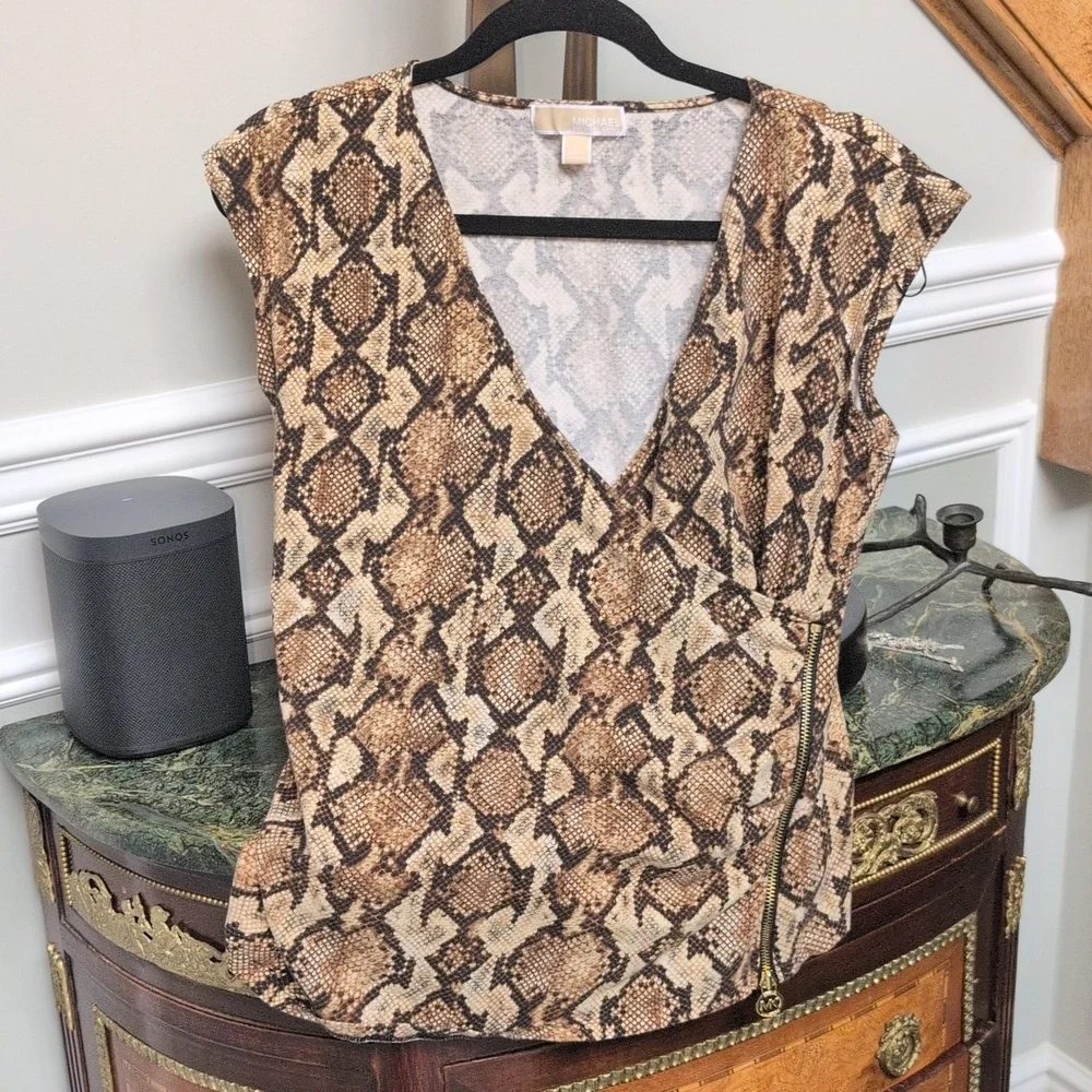 Michael Kors Snakeskin Print Sleeveless Top. Size L. - Picture 1 of 9